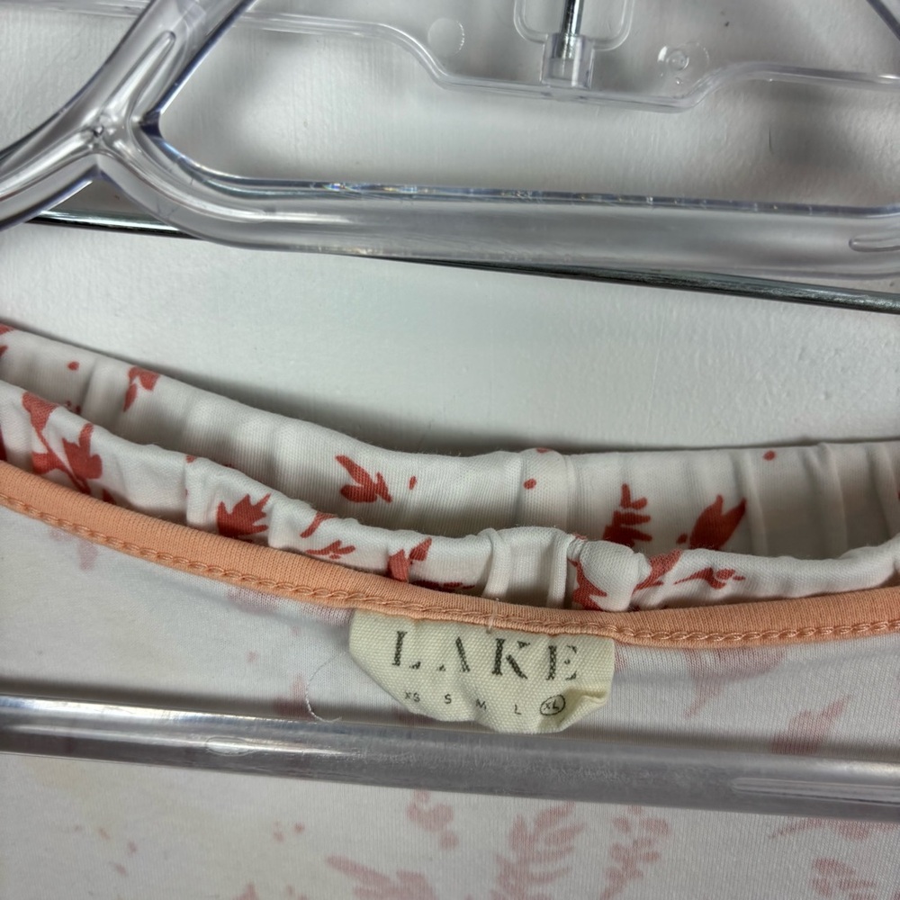 LAKE Pajamas Short Set Peach & White Floral Size XLarge - Picture 4 of 13